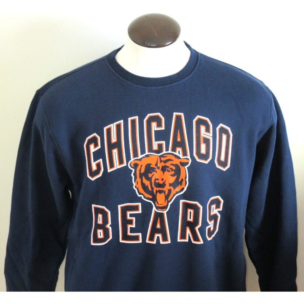 NFL Chicago Bears Starter Men's Crewneck Graphic Sweatshirt Blue Orange NEW - Picture 2 of 8